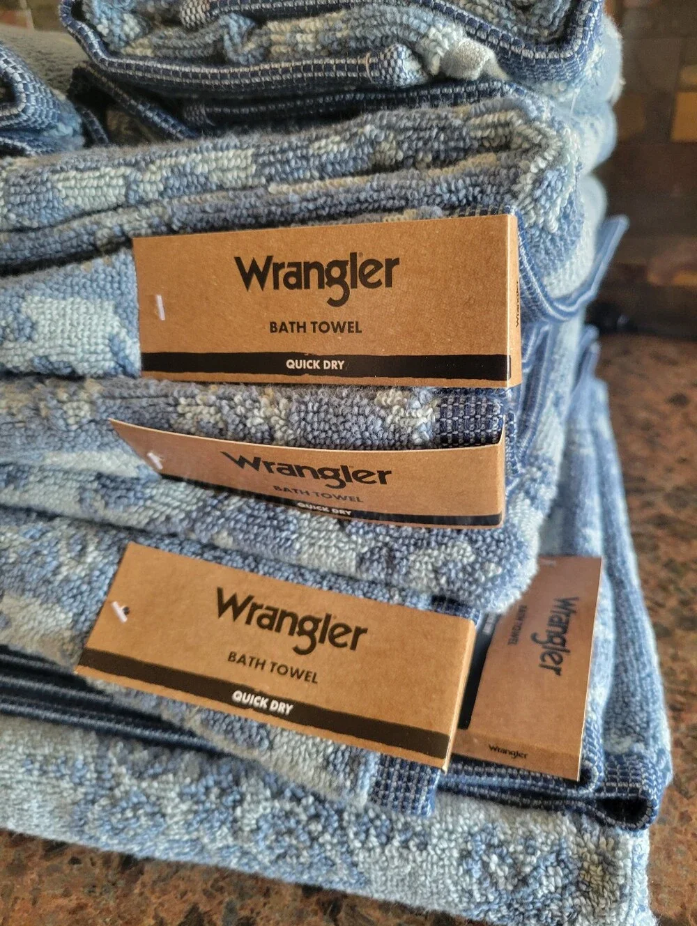 Wrangler‎ 2 Bath Towel And 2 Hand Towel Set Rodeo Patchwork Blue New With Tags